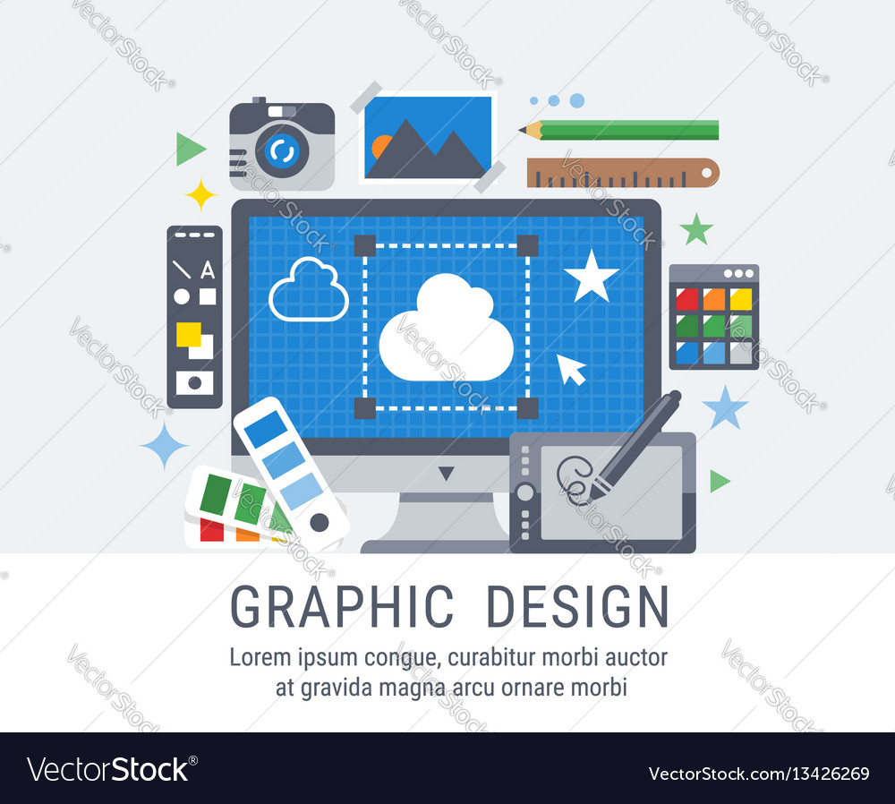 Graphic design flat for web Royalty Free Vector Image