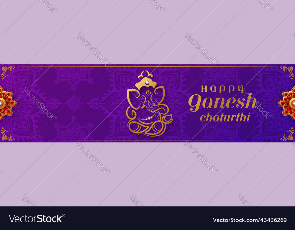 Happy ganesh chaturthi greetings with golden vector image Happy ganesh chaturthi greetings with golden