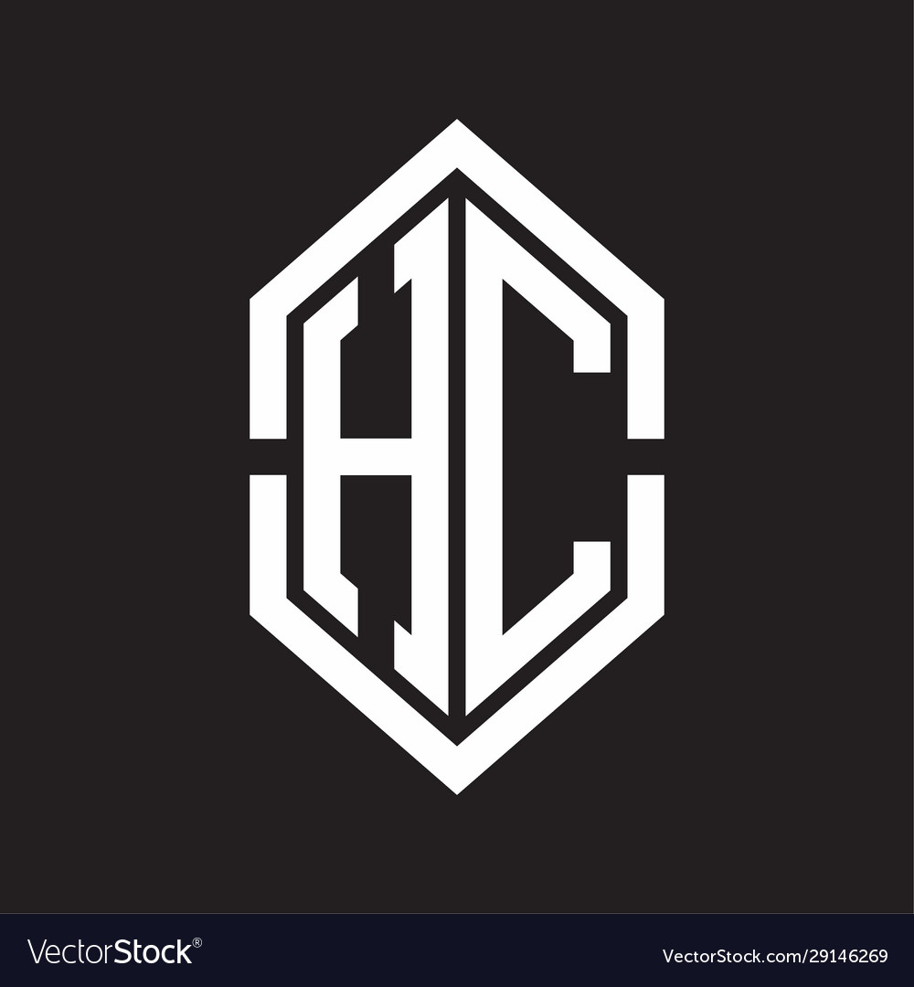 Hc logo monogram with hexagon shape and outline