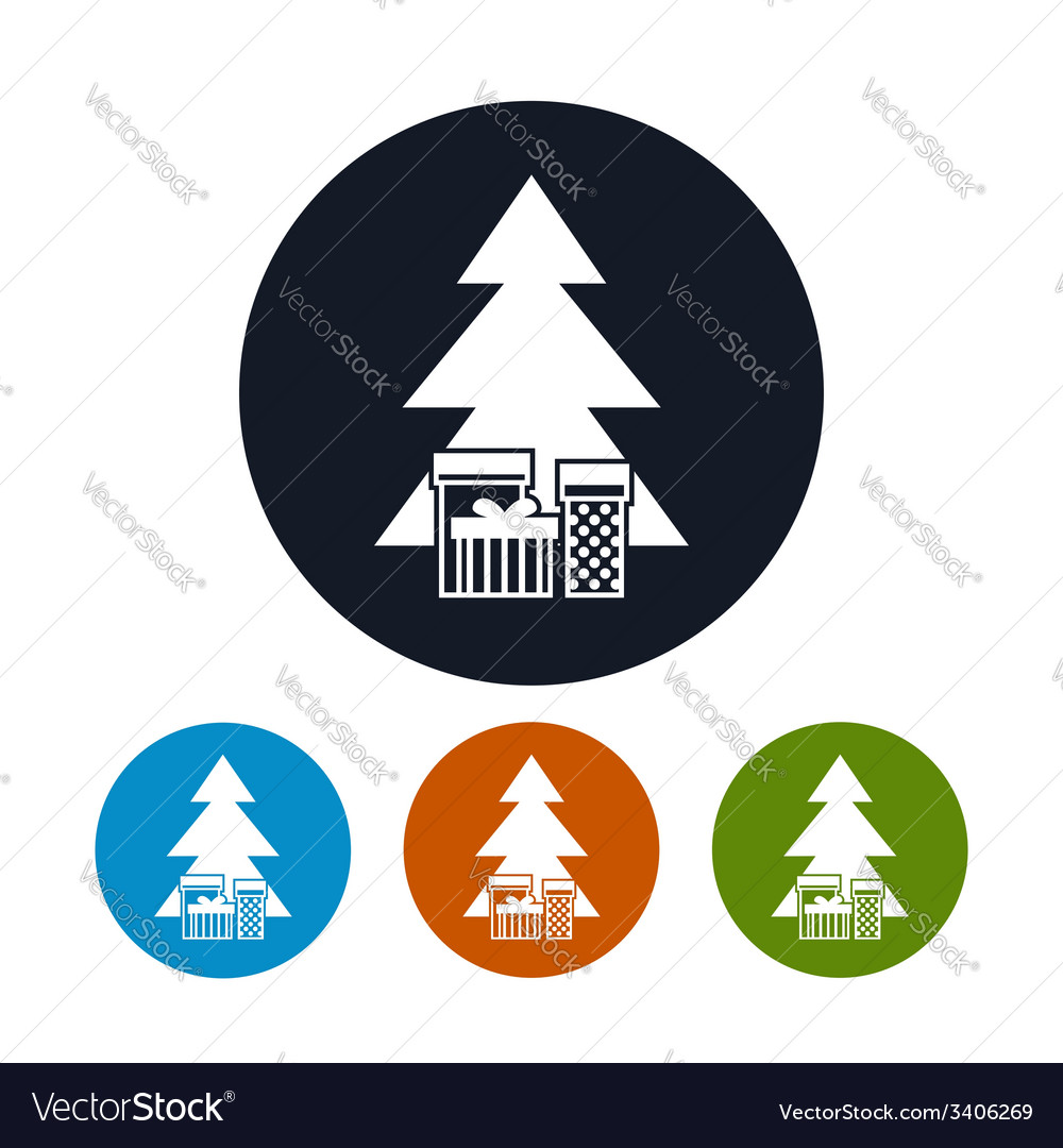 Icon christmas tree with gifts