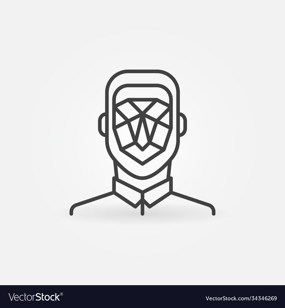 Man face detection linear icon concept