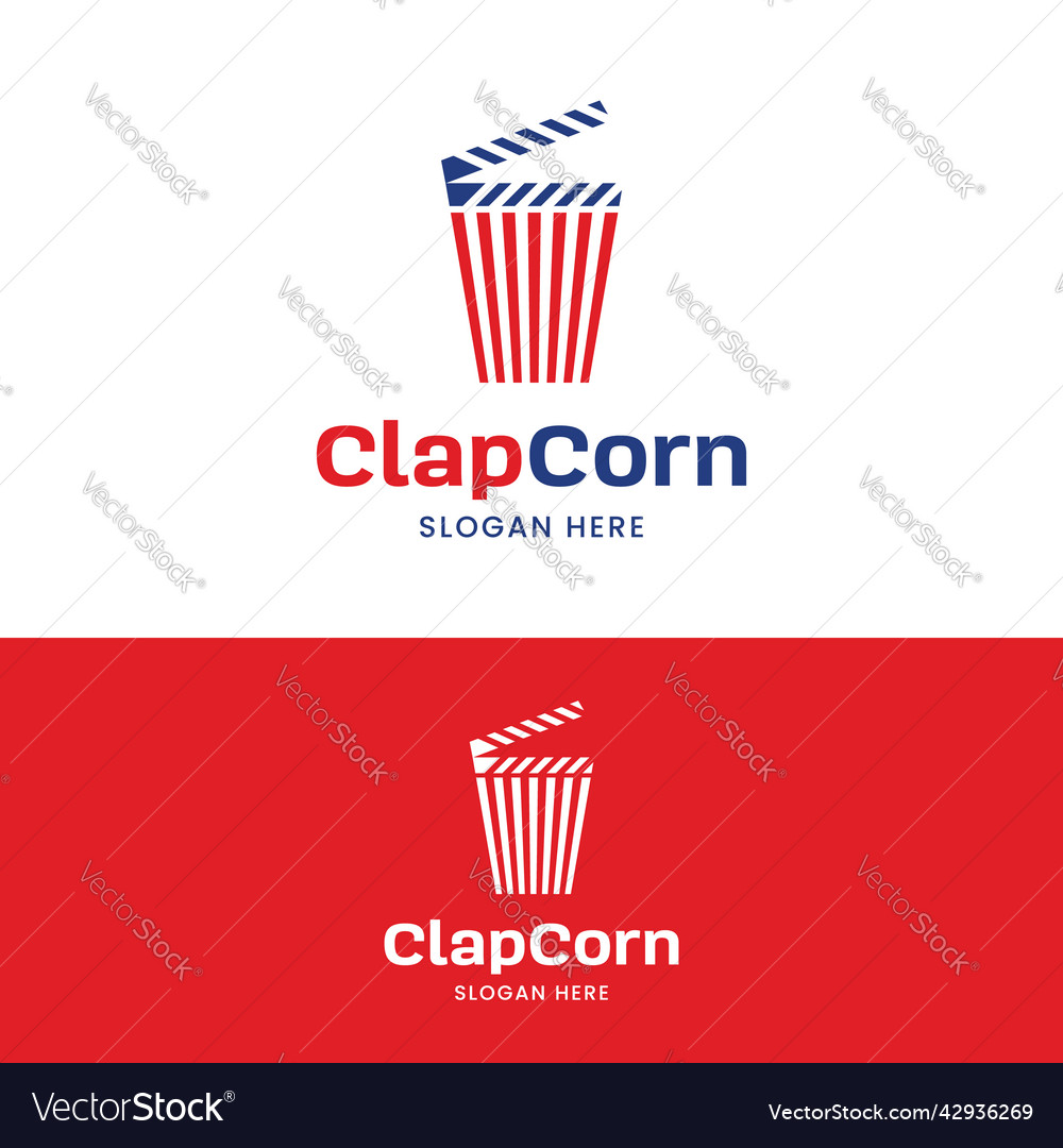 Pop corn with clapper board logo design template