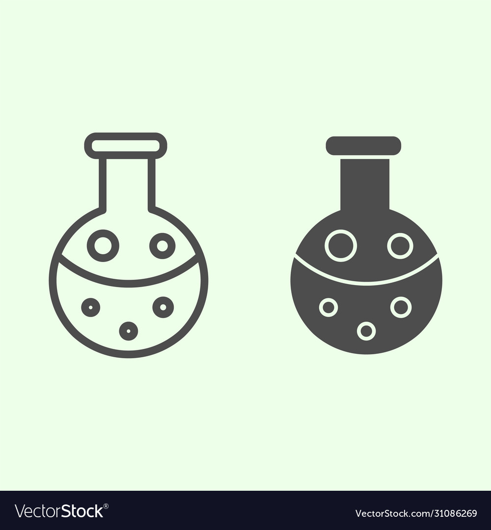 Reagent line and solid icon chemistry lab flask vector image Reagent line and solid icon chemistry lab flask