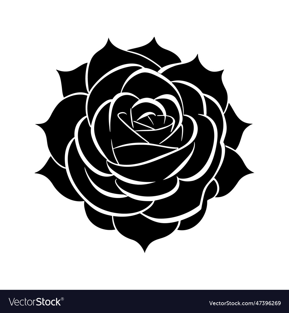 Rose Flower Silhouette Logo Isolated On White Vector Image 4878