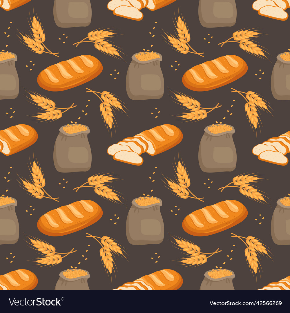 Seamless pattern with bread