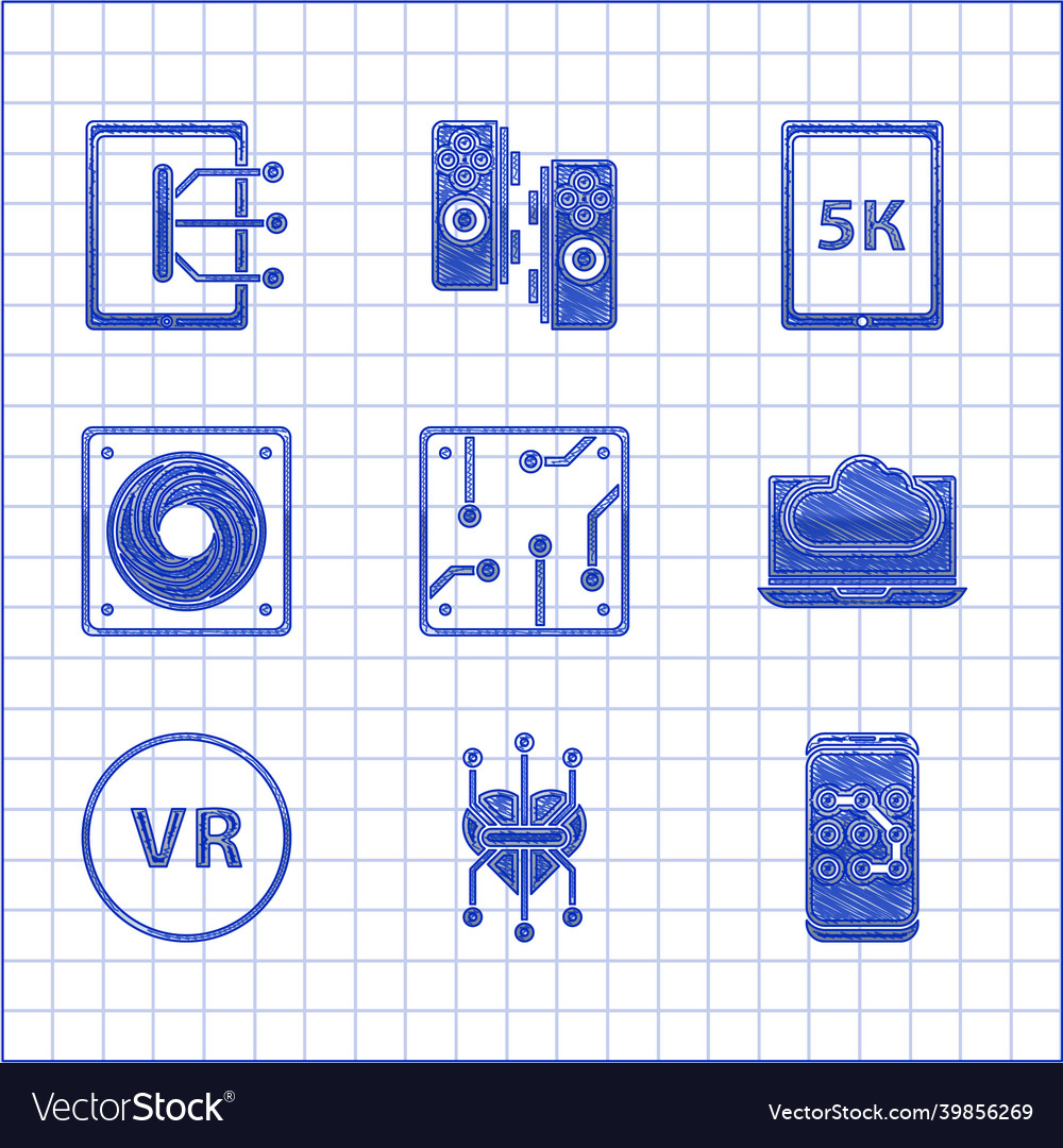 Set processor mobile and graphic password Vector Image Set processor mobile and graphic password