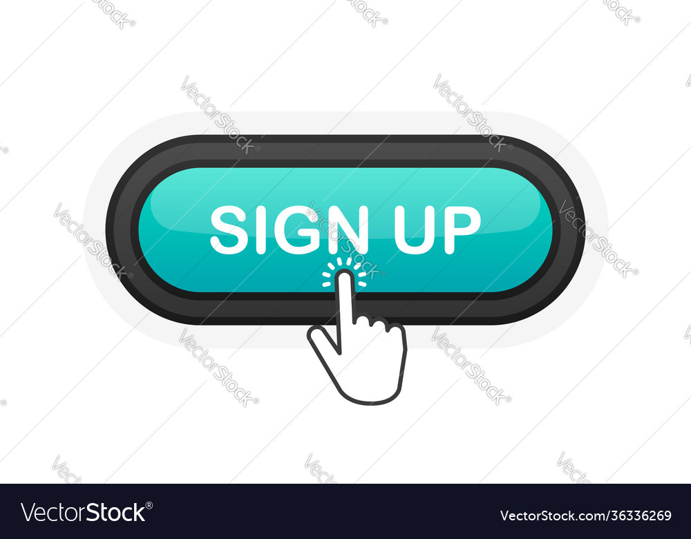 Sign up green realistic 3d button isolated Vector Image