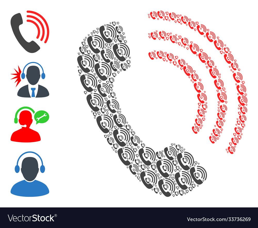 Telephone call recursion collage self icons vector image Telephone call recursion collage self icons