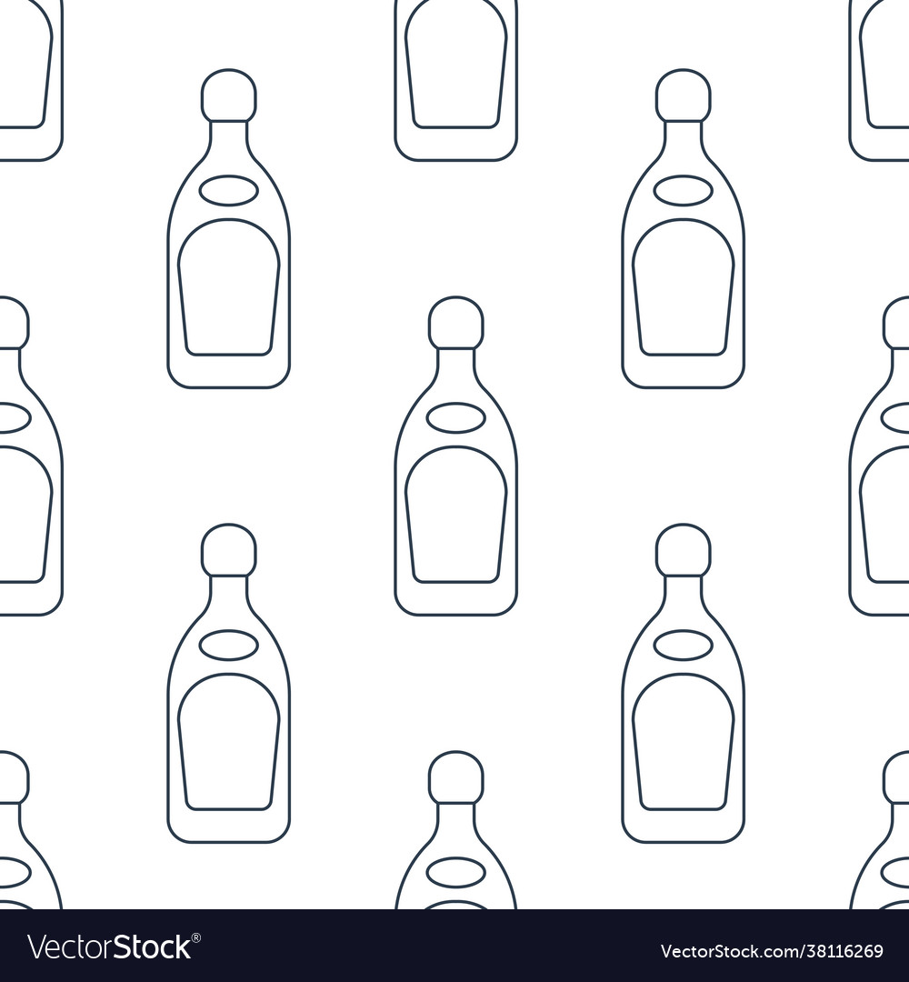 Tequila bottles seamless pattern line art style