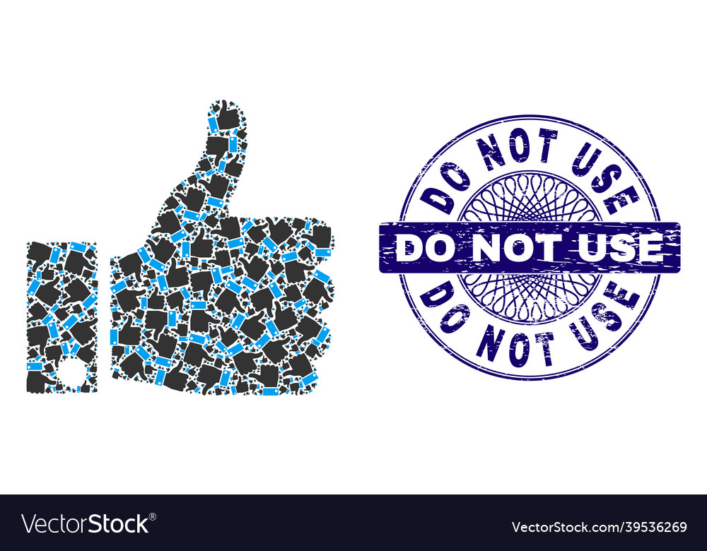 Thumb up recursion mosaic of items vector image Thumb up recursion mosaic of items