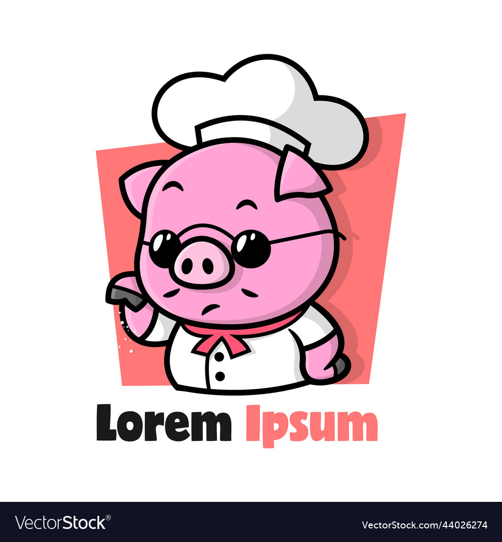 A pig chef with black glasses and pouring salt