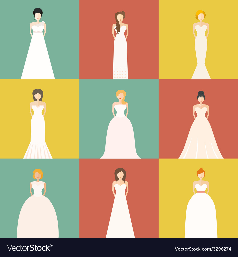 Brids In Wedding Dresses Royalty Free Vector Image