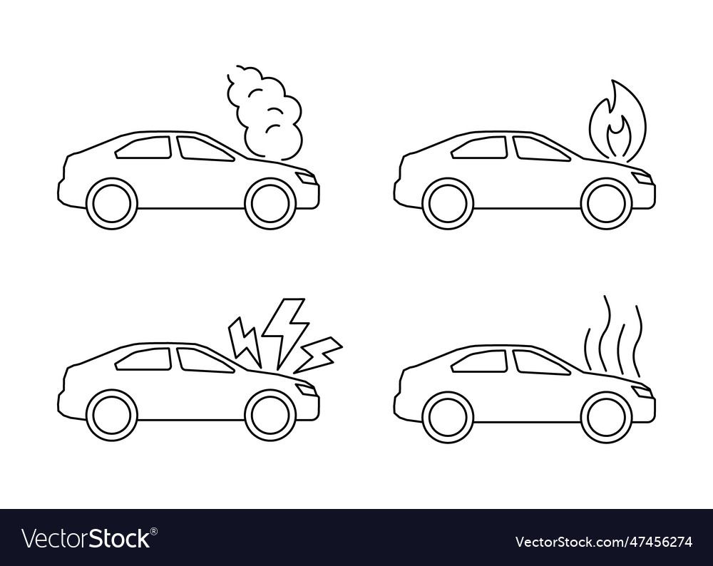 Autounfall Verkehrslinie Art Icon