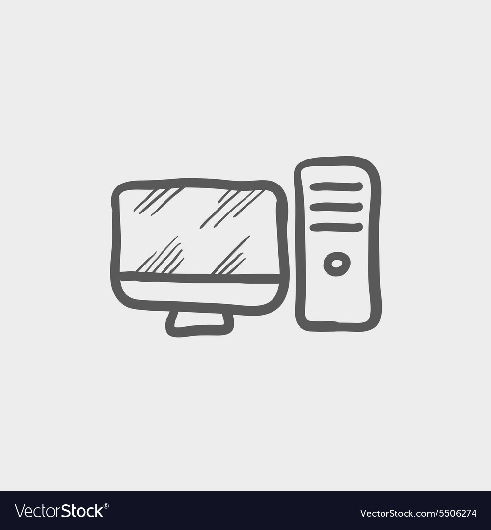 Cpu and monitor sketch icon