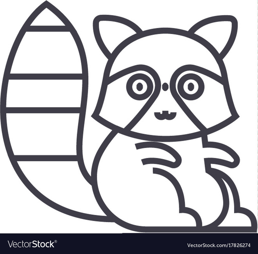 Cute badger line icon sign Royalty Free Vector Image