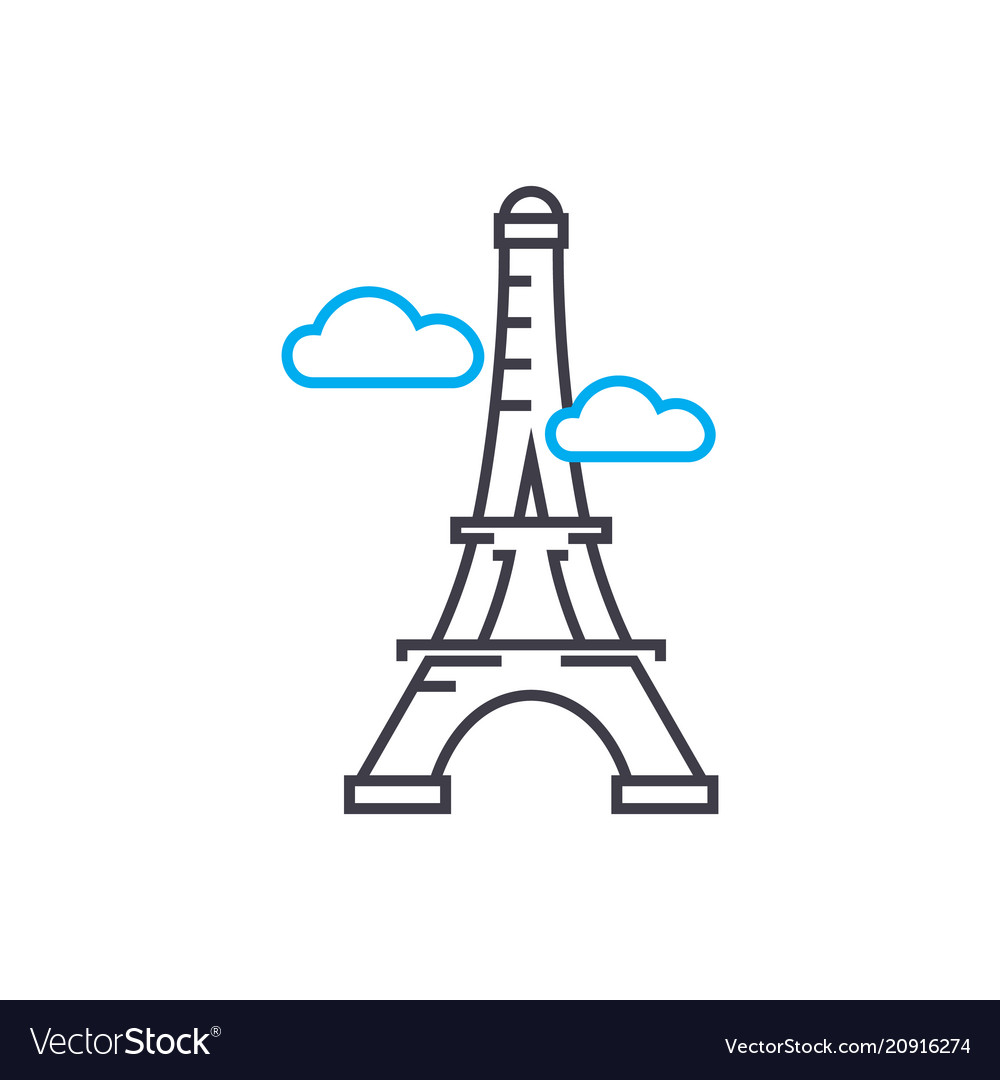 Eiffel tower linear icon concept vector image Eiffel tower linear icon concept