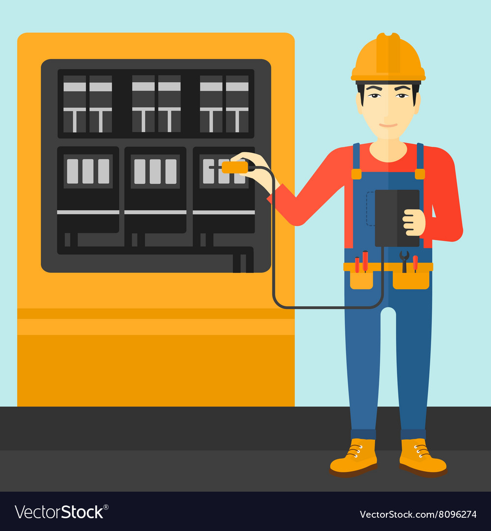 Electrician with electrical equipment Royalty Free Vector