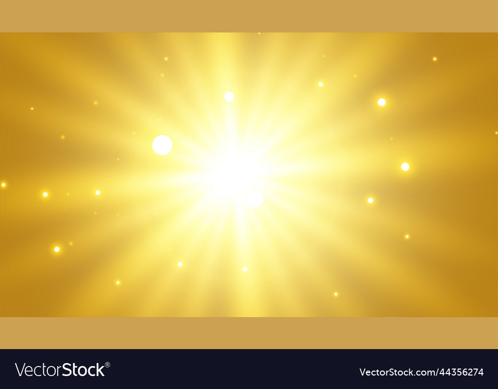 Golden background with glowing light effect rays