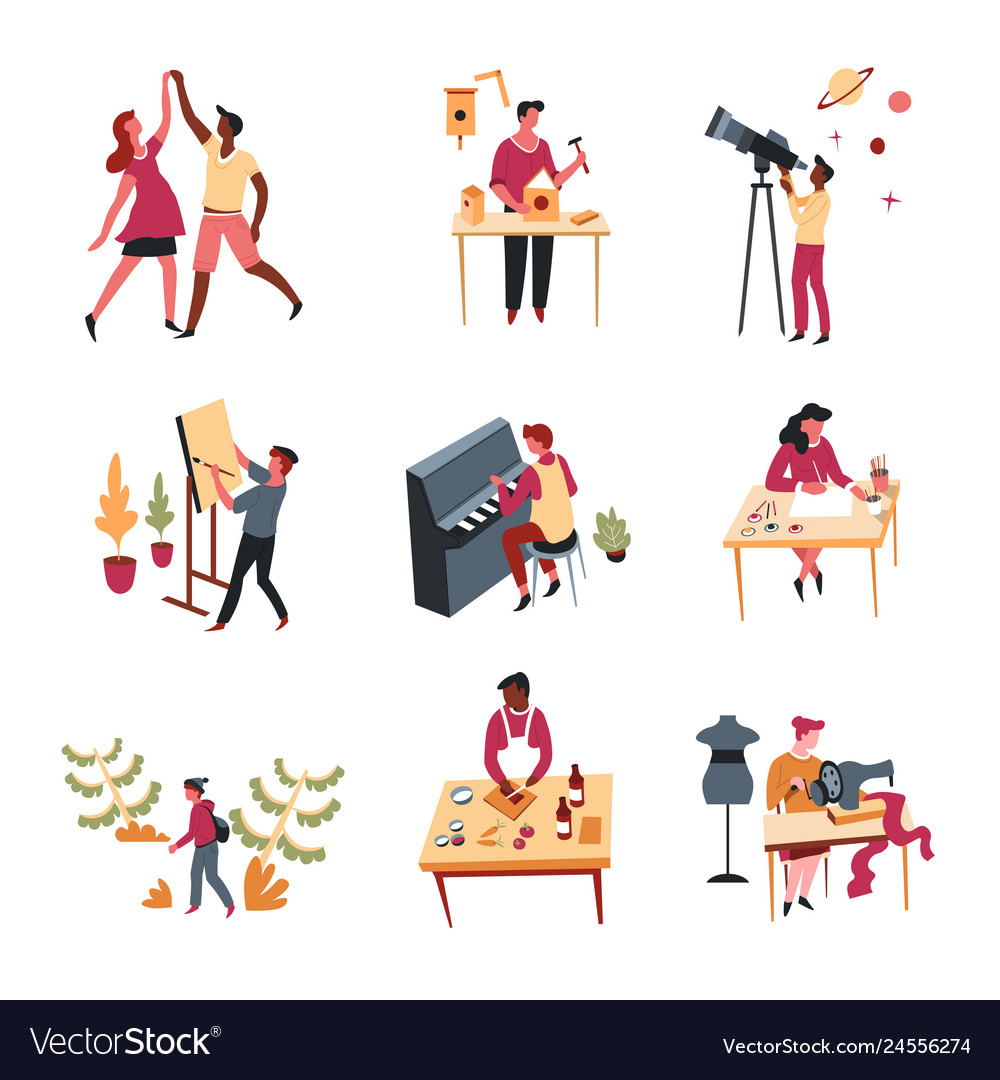 Hobbies leisure activity or pastime art and Vector Image