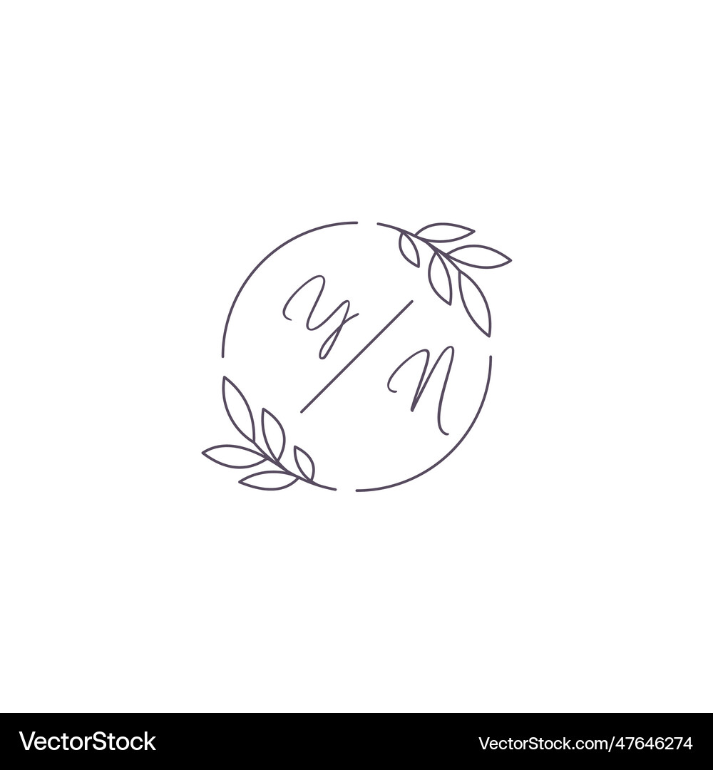 Initials yn monogram wedding logo with simple Vector Image
