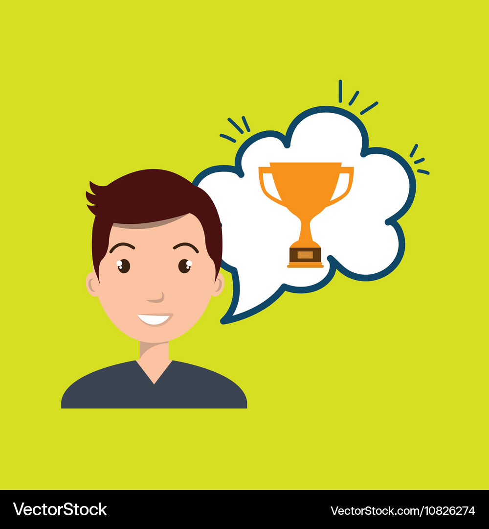 Man thinking creating bubble Royalty Free Vector Image