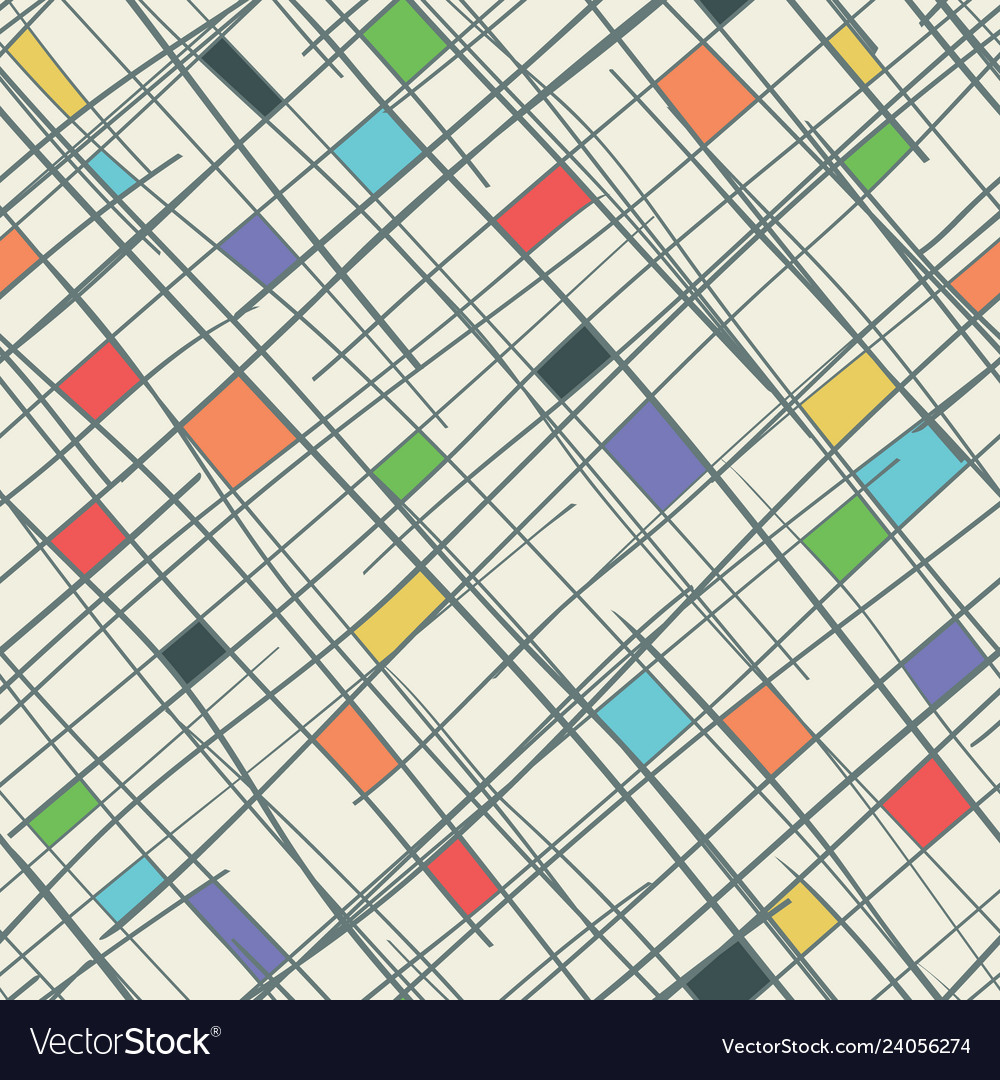Mesh seamless pattern with colored molecules vector image Mesh seamless pattern with colored molecules