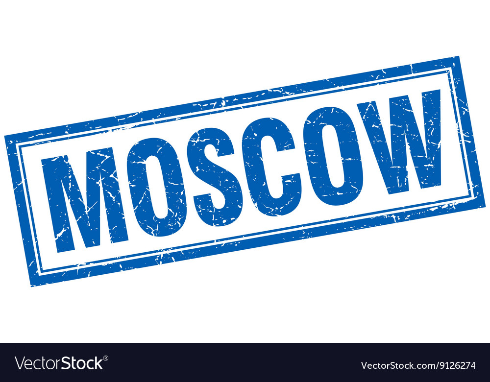 Moscow blue square grunge stamp on white Vector Image