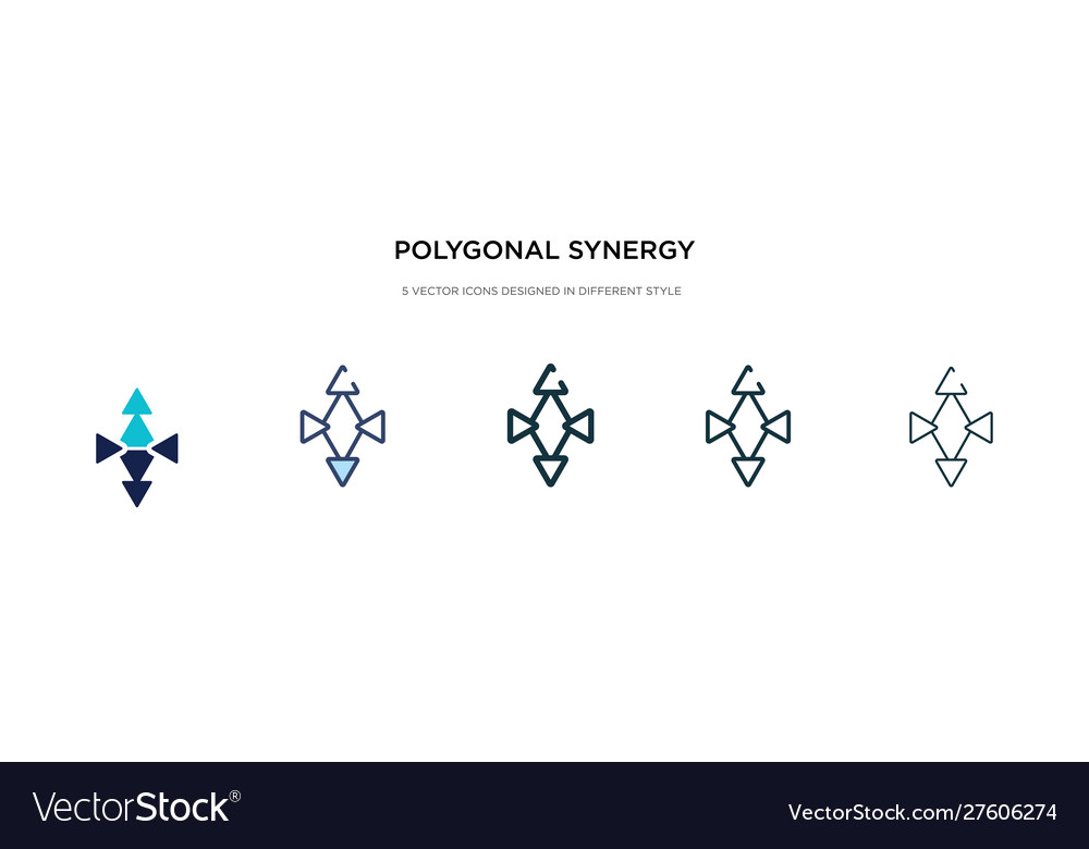 Polygonal synergy shapes icon in different style vector image Polygonal synergy shapes icon in different style