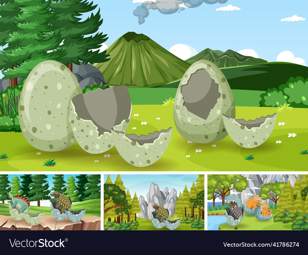 Scene with broken eggs in the field vector image Scene with broken eggs in the field