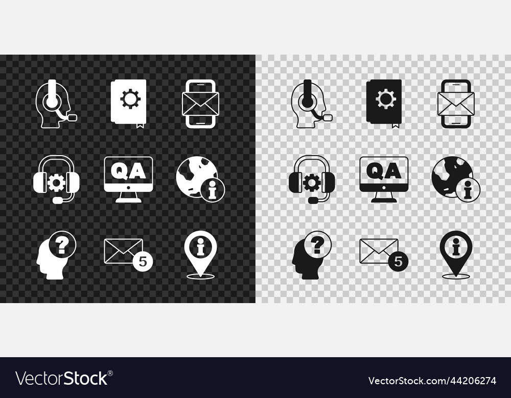 Set man with a headset user manual mobile Vector Image Set man with a headset user manual mobile