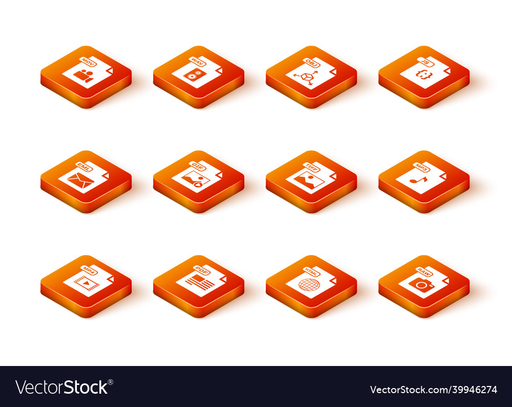 Set mp4 file document pdf eml gif html tiff vector image Set mp4 file document pdf eml gif html tiff