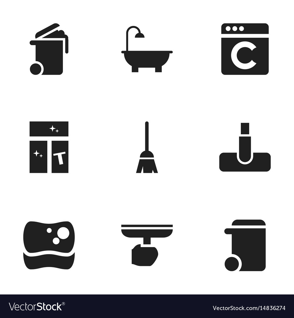 Set of 9 editable cleanup icons includes symbols