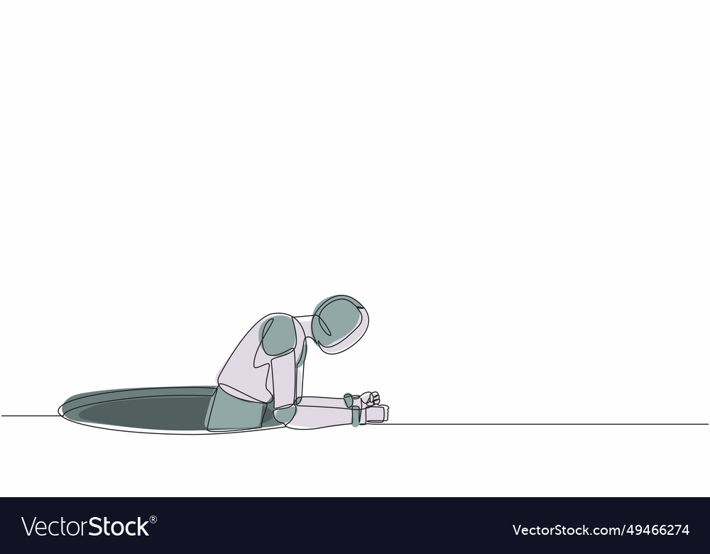 Single continuous line drawing robot trying vector image Single continuous line drawing robot trying