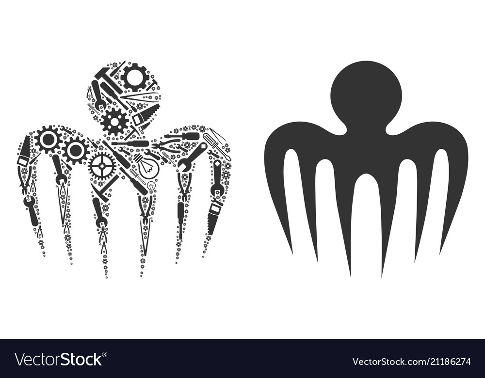 Spectre octopus composition of service tools Vector Image