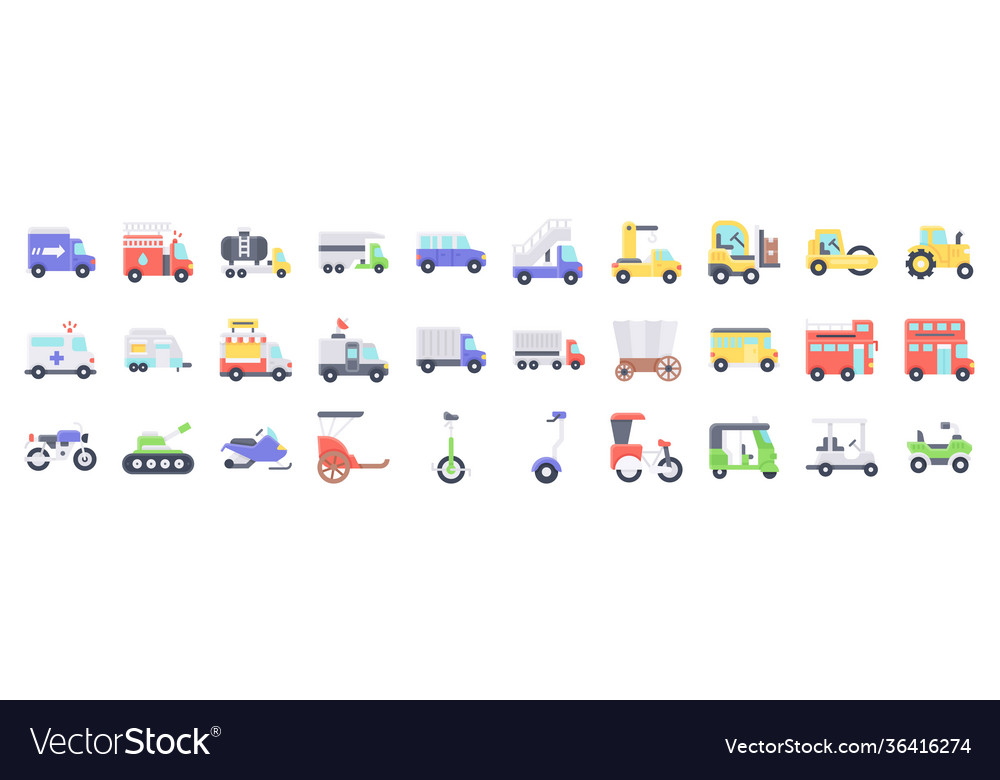 Transportation related icon set 2 flat style Vector Image