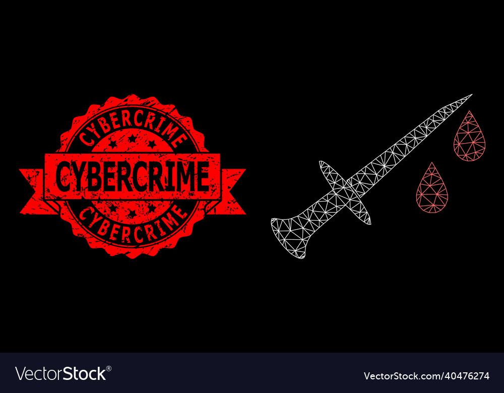 Triangulated net mesh blood sword image vector image Triangulated net mesh blood sword image