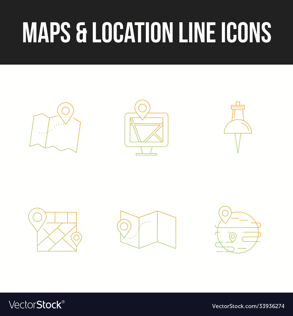 Unique set maps location 6 line icons