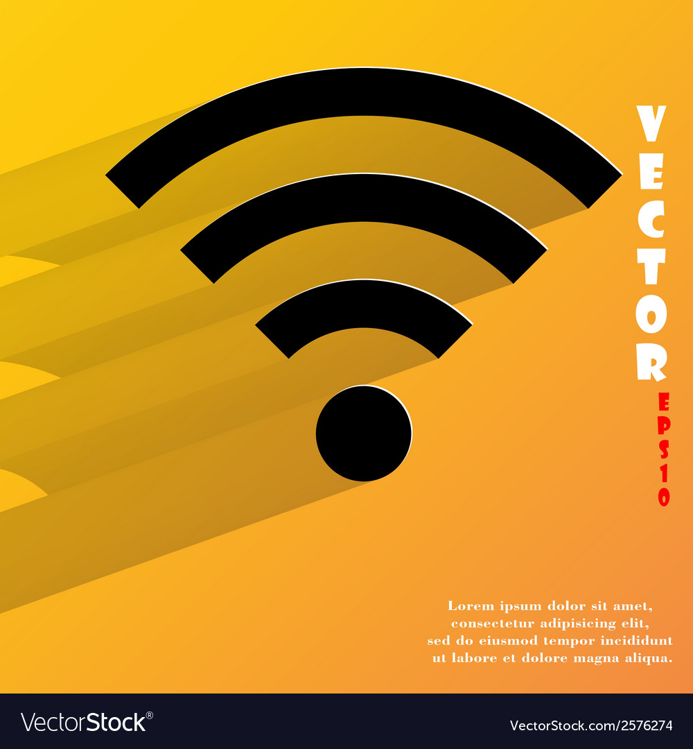Wi-fi flat modern web button with long shadow