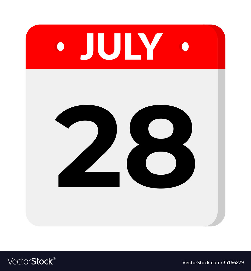 28 july calendar icon Royalty Free Vector Image