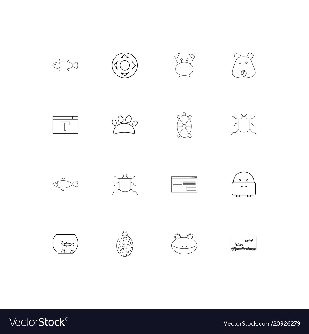 Animals linear thin icons set outlined simple