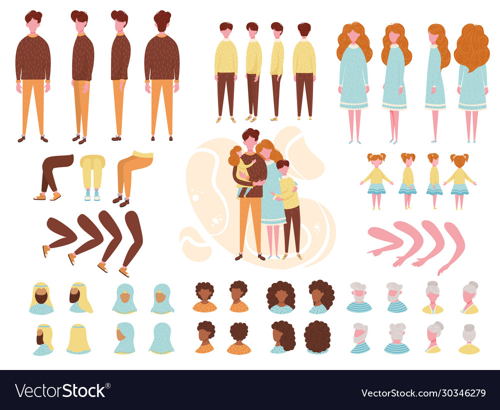 Constructor animation kit family set creation kit Vector Image