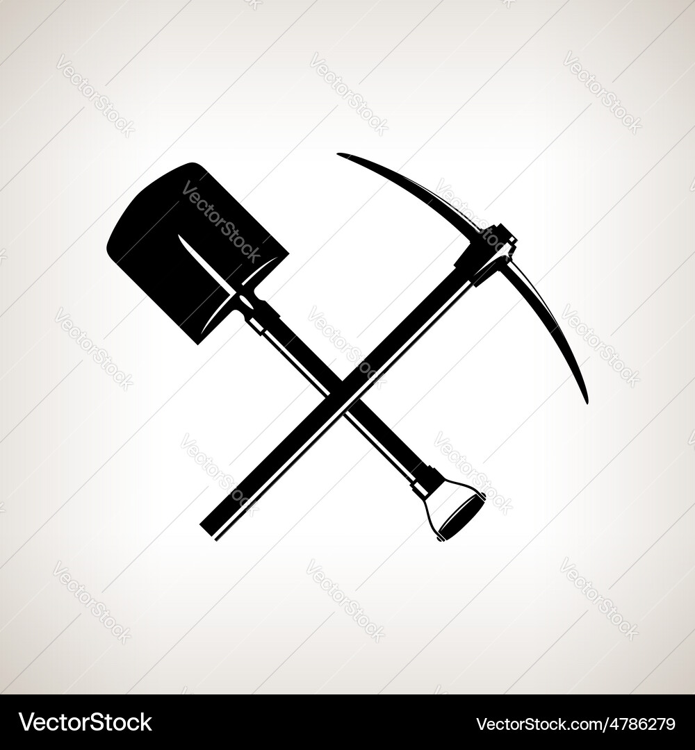 Crossed shovel and pickaxe Royalty Free Vector Image