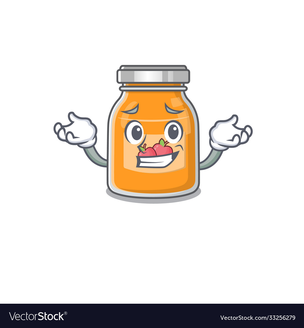 Cute grinning apple jam mascot cartoon style Vector Image