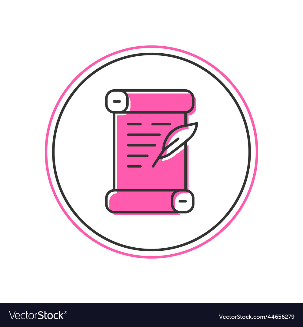 Filled outline decree paper parchment scroll vector image Filled outline decree paper parchment scroll