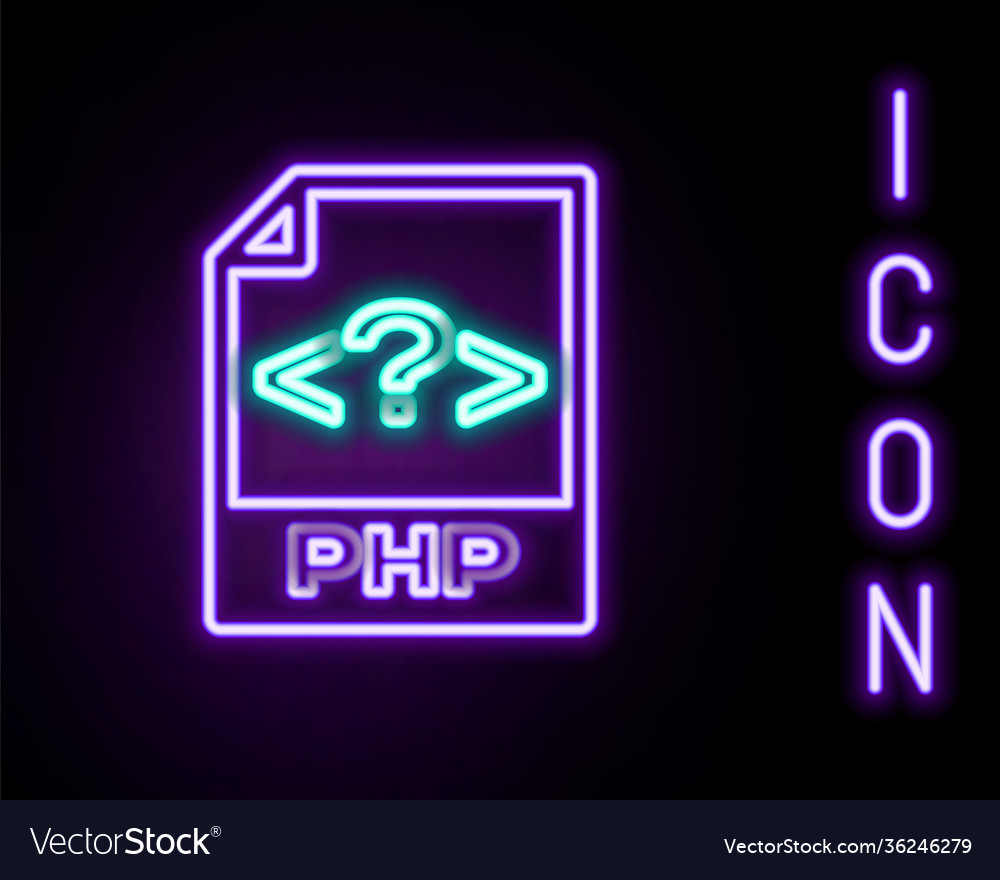 Glowing neon line php file document download vector image Glowing neon line php file document download