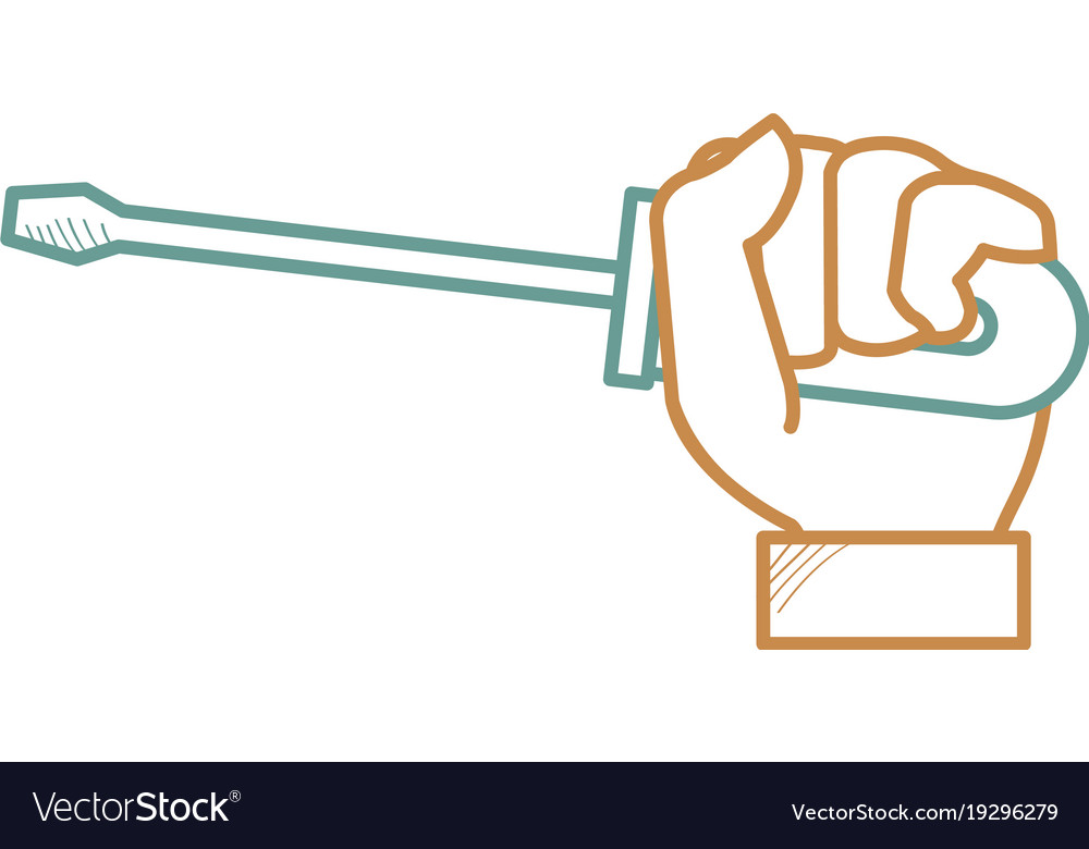 Hand with screwdriver isolated icon