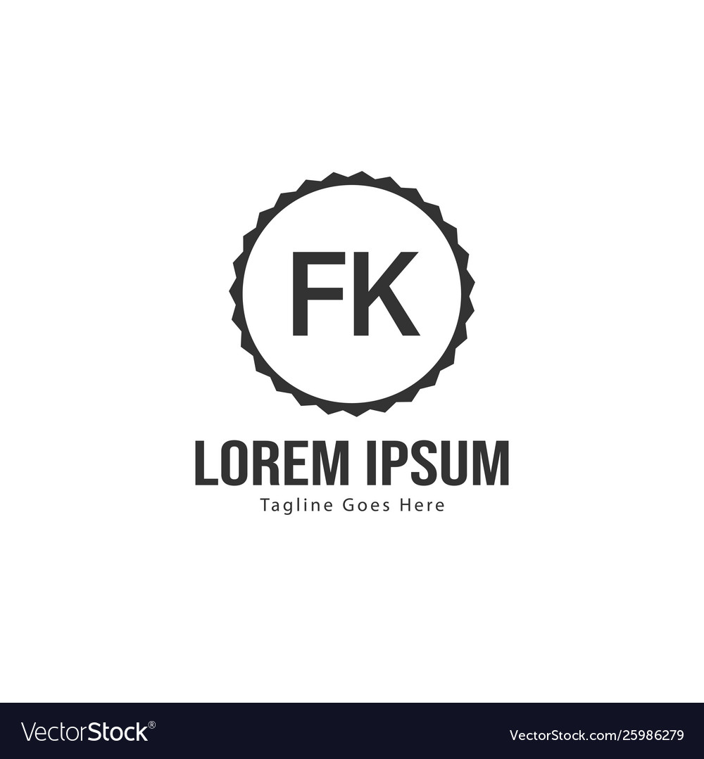 Initial fk logo template with modern frame Vector Image