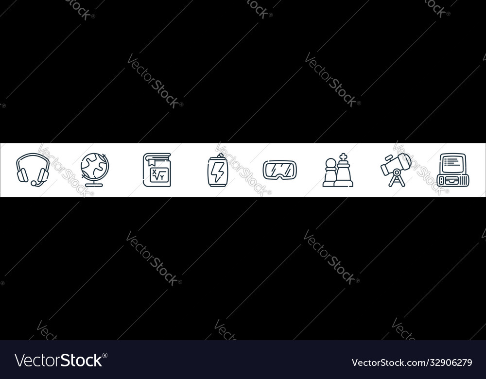Nerd line icons linear set quality Vector Image Nerd line icons linear set quality