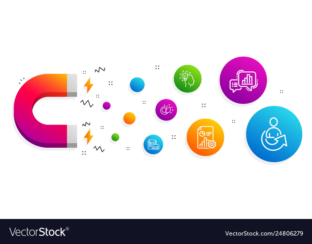 Report graph chart and vacancy icons set idea vector image Report graph chart and vacancy icons set idea