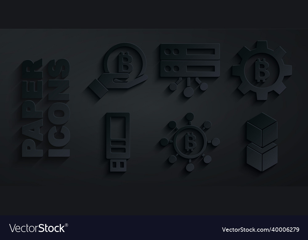 Set blockchain technology bitcoin cryptocurrency vector image Set blockchain technology bitcoin cryptocurrency